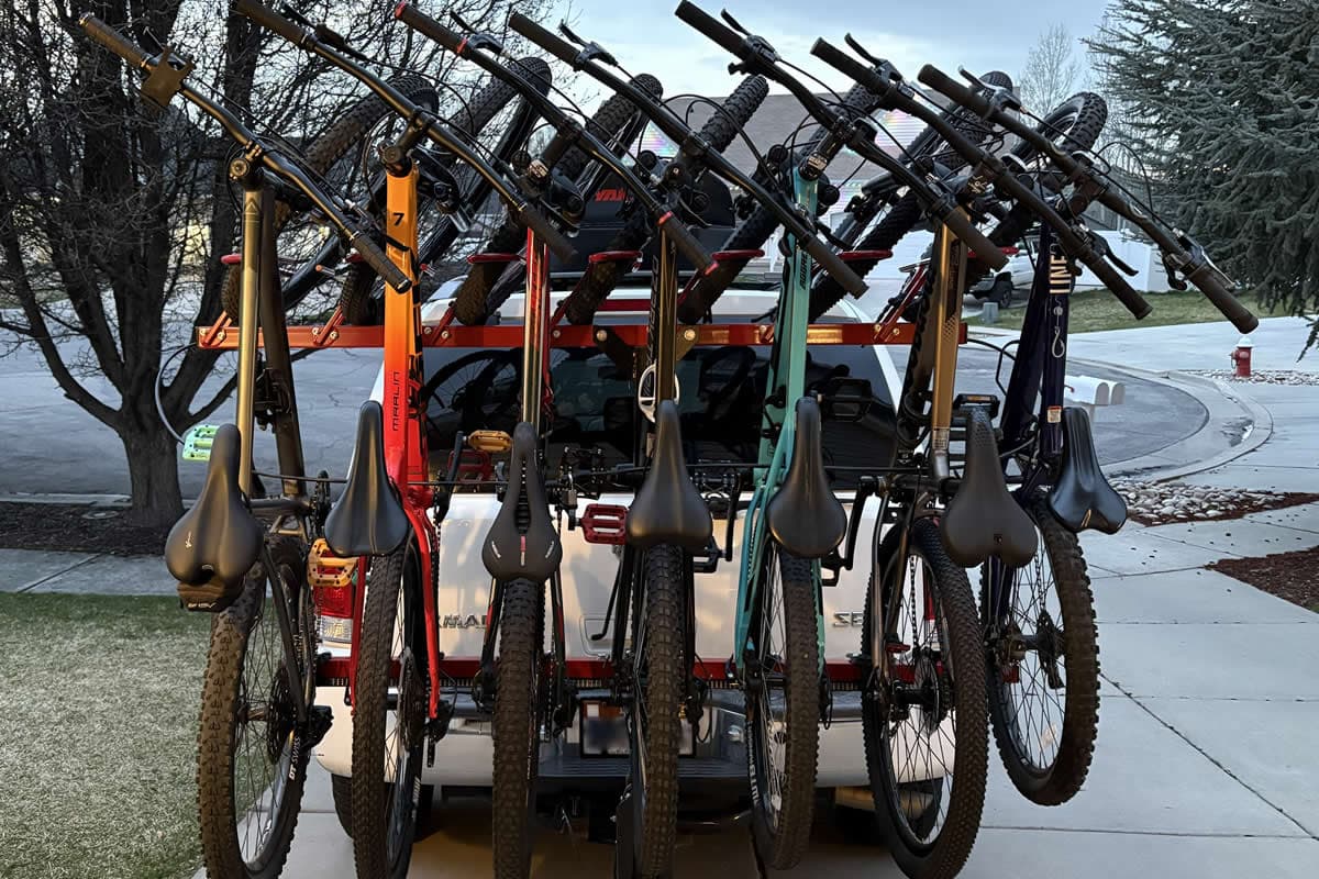 High-capacity bike rack loaded on a vehicle for a Weber County trip